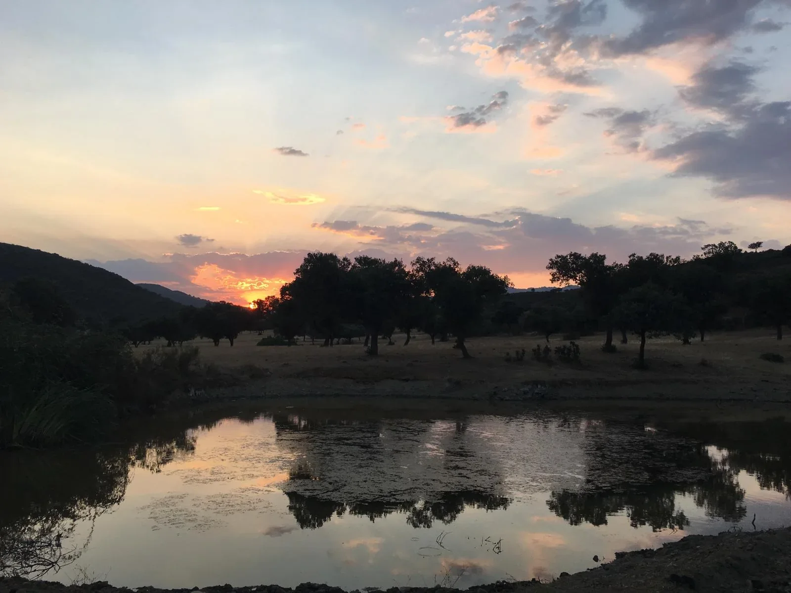 Última luz del día sobre el agua de Lagunillas
