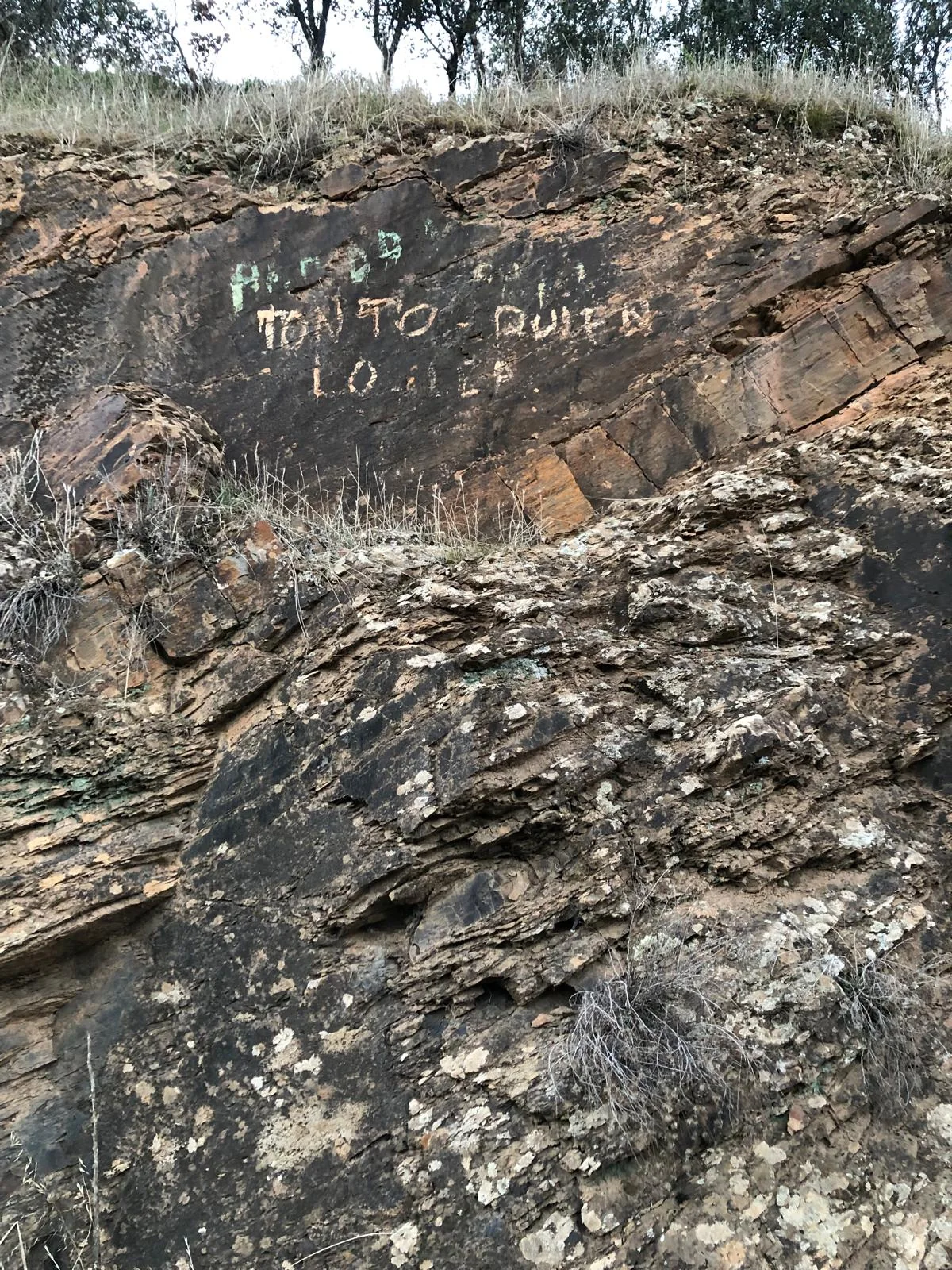Piedra de la entrada de El Hoyo con la frase tonto quien lo lea