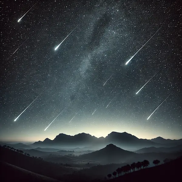 Dibujo de las Perseidas sobre El Hoyo