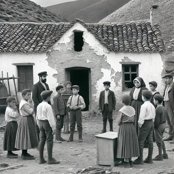 Escena escolar histórica asociada a la memoria educativa de El Hoyo