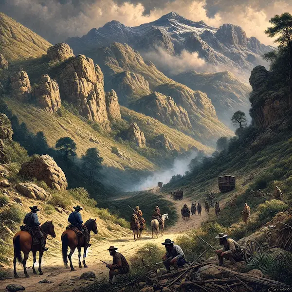 Dibujo de asalto de camino en el Siglo XVI