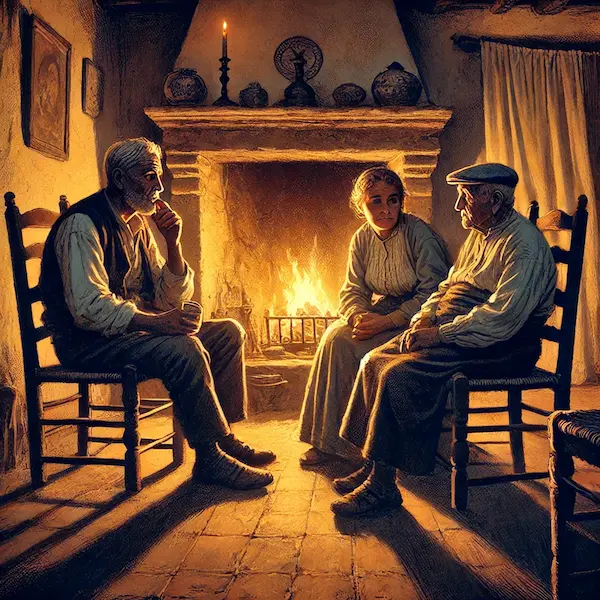 Dibujo representando los recuerdos de los abuelos sobre la guerra