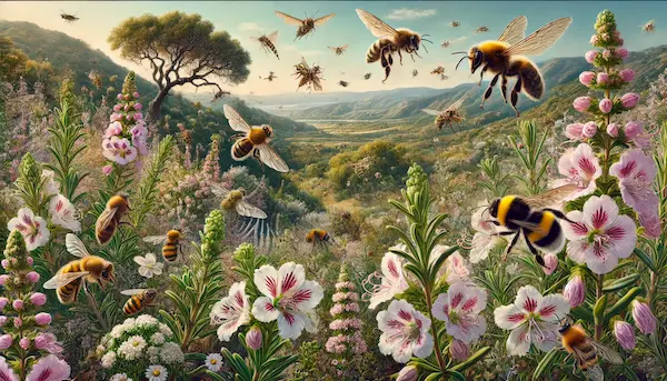 Ilustración del papel de los polinizadores en la vegetación mediterránea