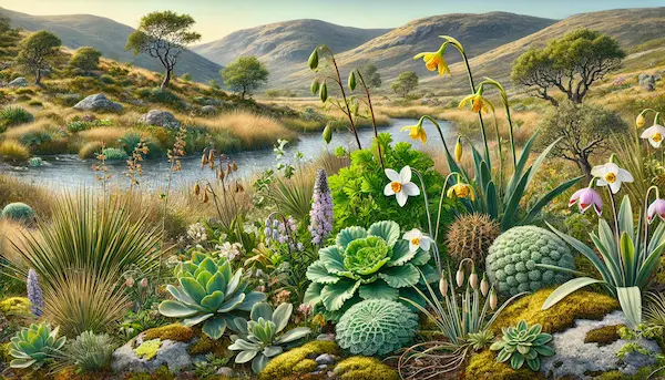 Ilustración de especies vegetales protegidas del entorno de El Hoyo